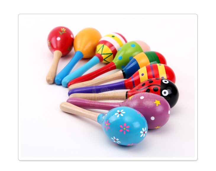 เครื่องดนตรี ลูกแซกไม้หลากสี ขนาดกลาง 19 ซม.