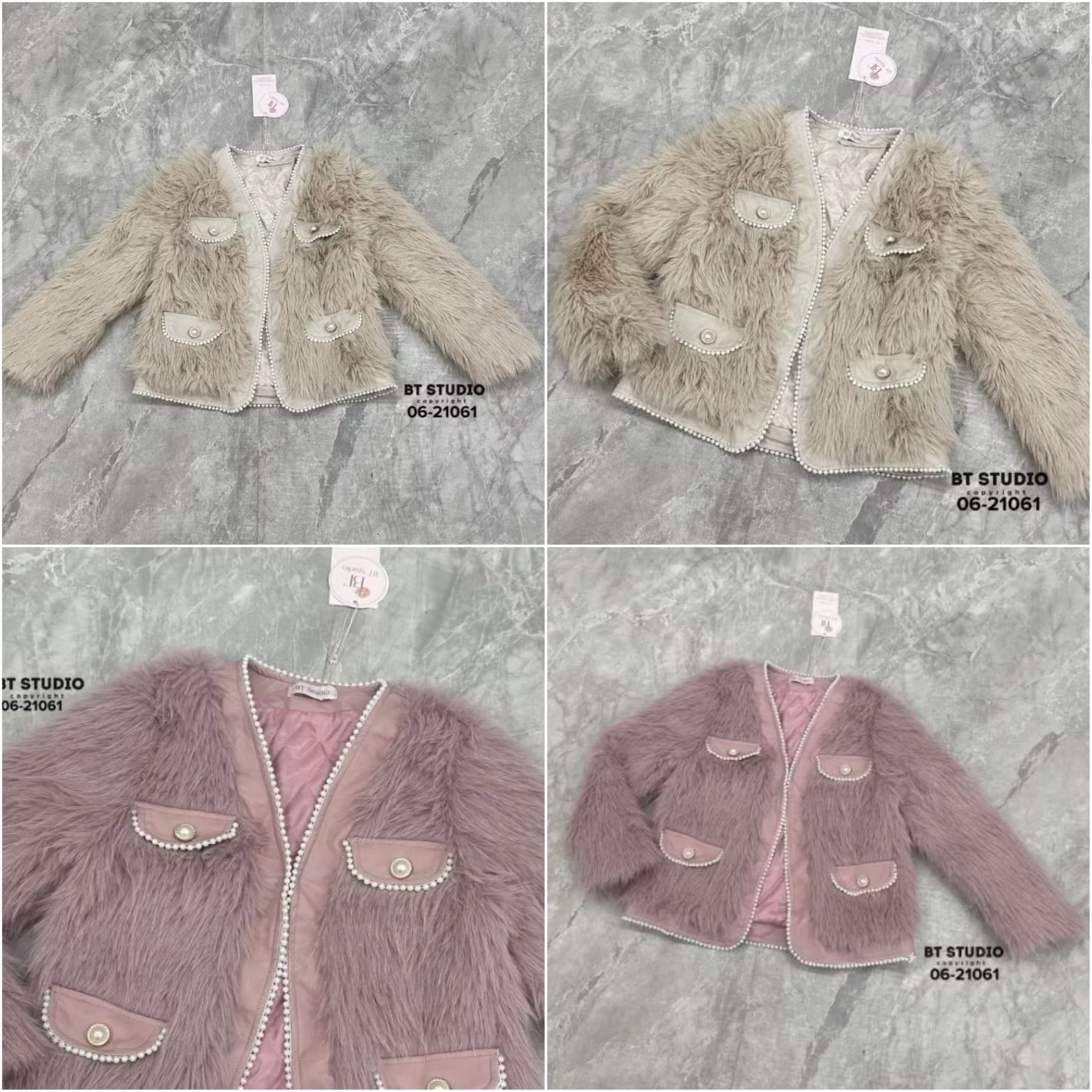 เสื้อคลุมแขนยาวขนมิ้งค์ฟู ๆ คอวีช่วงขอบ และฝากระเป๋าหลอกตัดด้วยหนังแต่งมุกติดปลายขอบ แต่งตะขอติด 1 อัน งานสวยด้านในบุซับใน ใส่สบาย : สินค้าคุณภาพ (พร้อมส่ง)