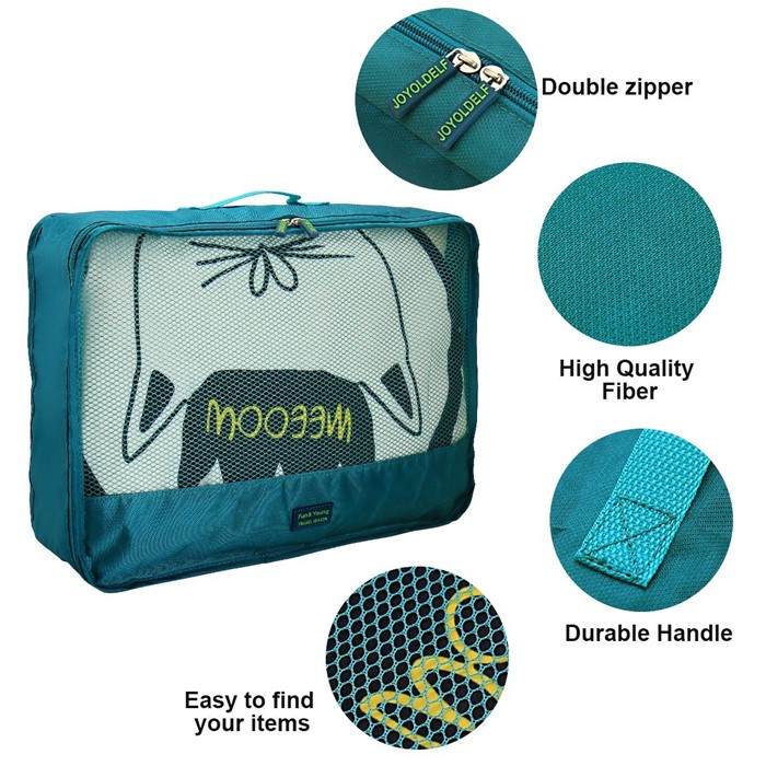 Travel Season กระเป๋าจัดระเบียบเดินทาง 7 ใบ จัดกระเป๋าเดินทาง ท่องเที่ยว ใส่เสื้อผ้า ชุดชั้นใน อุปกรณ์ห้องน้ำ กางเกงใน รองเท้า ถุงเท้า เครื่องสำอาง อุปกรณ์ไอที (Green)