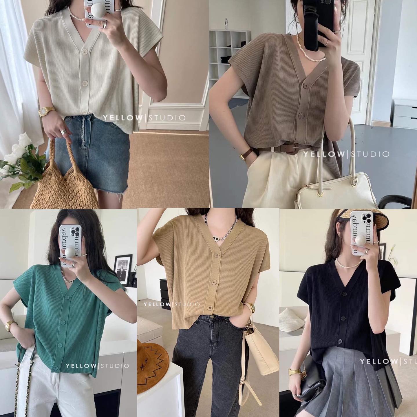 เสื้อไหมพรมทรงคอวีแต่งกระดุมหน้า ดีเทลแขนปิดไหล่นิดๆใช้ผ้าเนื้อดีผ้านุ่ม ใส่สบายไม่หด แมทช์ใส่ง่าย : สินค้าคุณภาพ (พร้อมส่ง)