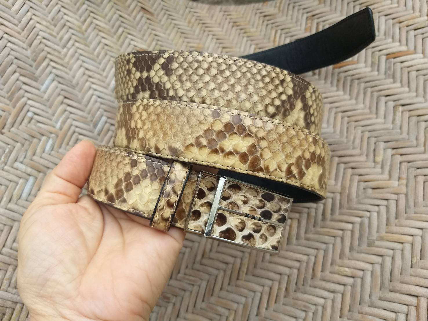 เข็มขัดชาย หนังงูแท้