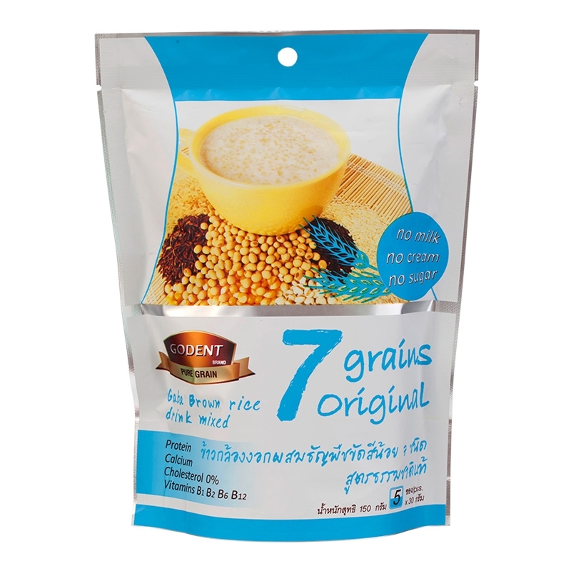 เครื่องดื่ม ข้าวกล้องงอก ผสมธัญพืช 7 ชนิด บรรจุ 5 ซอง ซองละ 30 กรัม (โกเด้นท์) No-Milk No-Cream No-Sugar