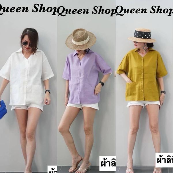 เสื้อลินินคอปกกระดุมผ่าหน้า มีกระเป๋าเจาะด้านหน้า2ข้าง ส่วมใส่ง่ายแมทช์ง่าย ทรงคลาสสิก : สินค้าคุณภาพ (พร้อมส่ง)