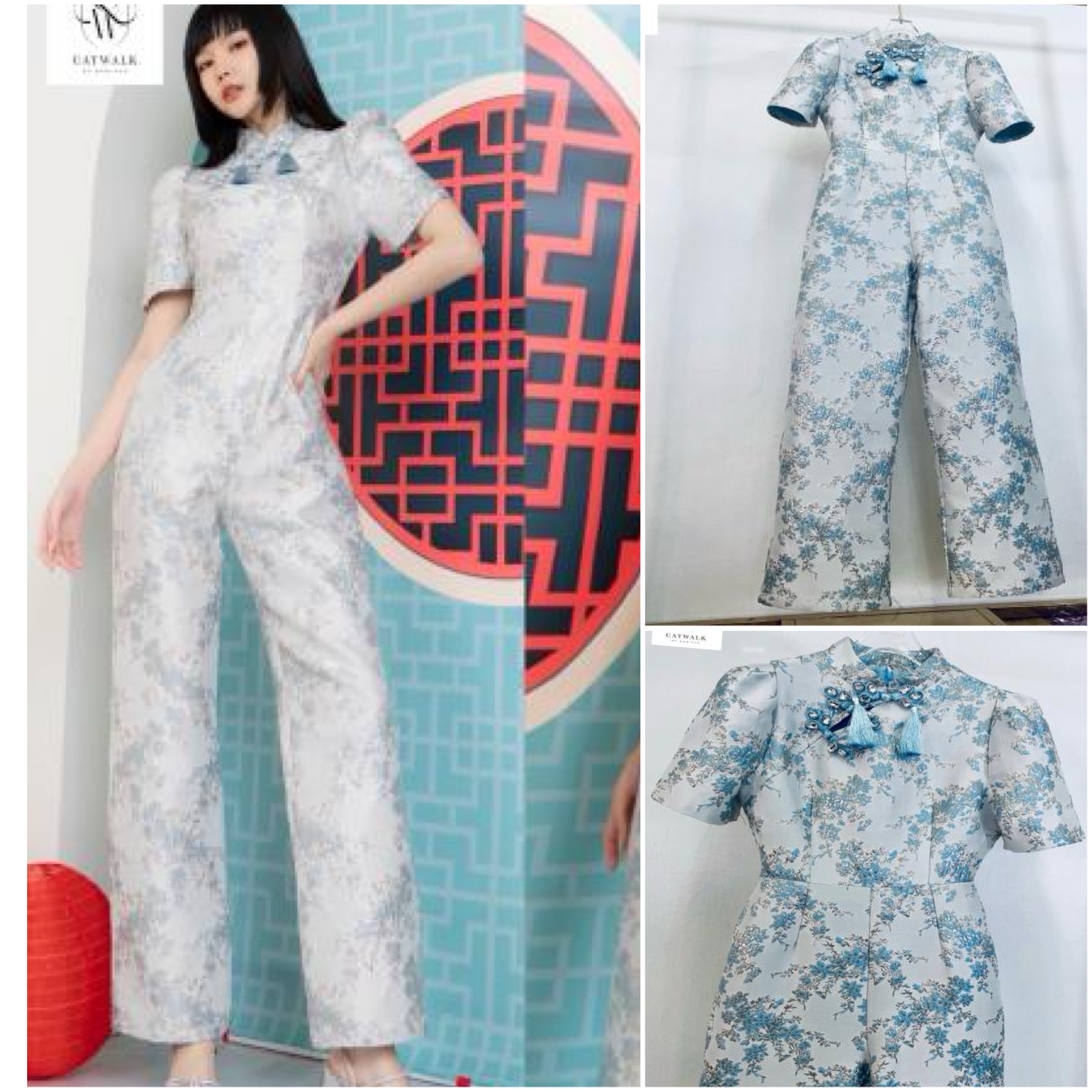 ชุด จั้มสูทกี่เพ้าน่ารักๆ เนื้อผ้าเกรดเอ ทอลาย ดอกไม้ในตัว สินค้าคุณภาพ (พร้อมส่ง)