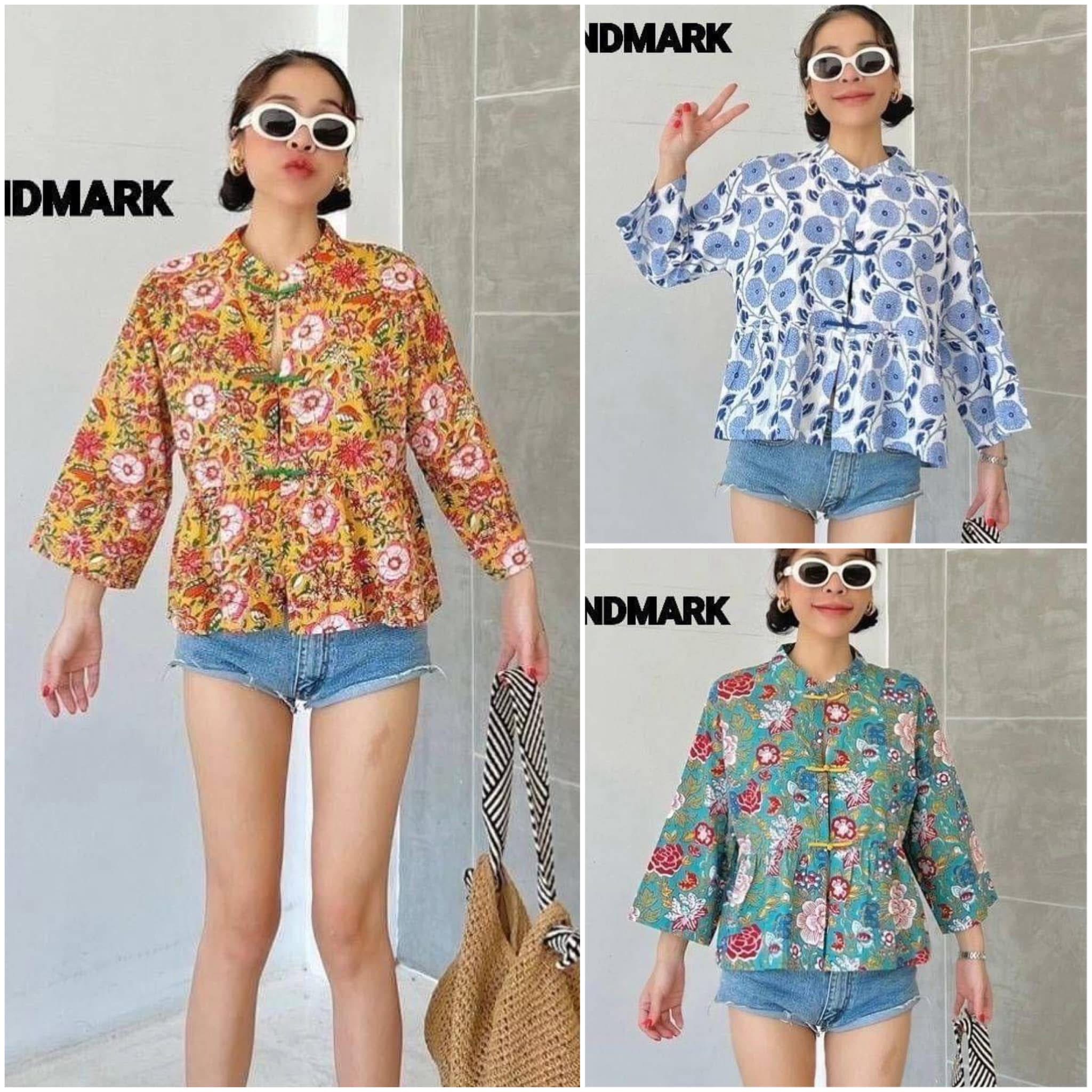 เสื้อผ้าบล็อคคอทตอลอินเดีย ดีไซน์ คอจีน กระดุมหน้า ระบายชาย~ลายผ้าสวย คลาสสิค แพทเทิร์นใส่สบาย ใส่สบาย : สินค้าคุณภาพ (พร้อมส่ง)