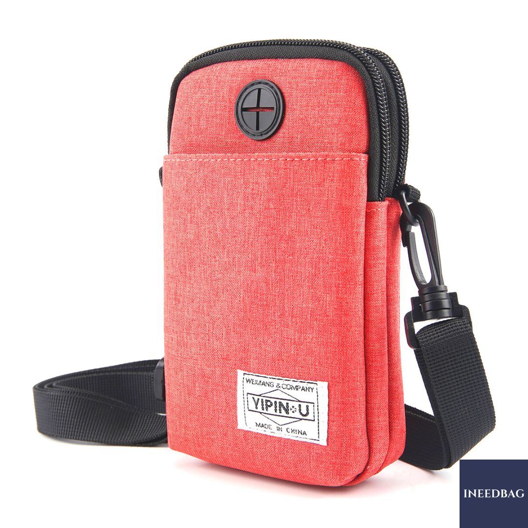 กระเป๋าสะพายคาดลำตัว กระเป๋าสะพายไหล่ กระเป๋าใส่โทรศัพท์มือถือ สายยาวปรับระดับ-ถอดจากตัวกระเป๋าได้ กระเป๋าเกี่ยวกับเข็มขัดได้ มี 3 สีให้เลือก