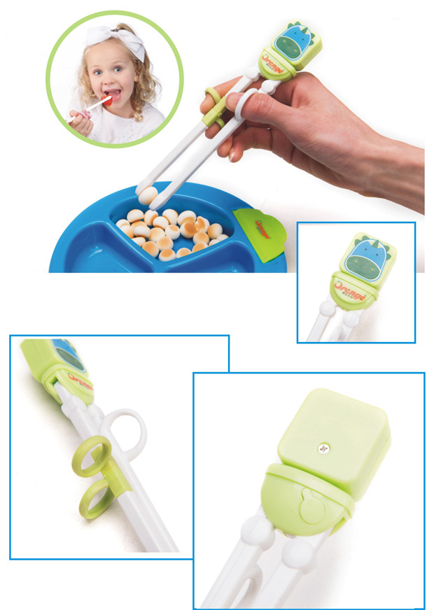 ตะเกียบเด็ก ตะเกียบหัดคีบ ที่หัดจับตะเกียบ Orange ลายสัตว์น่ารัก