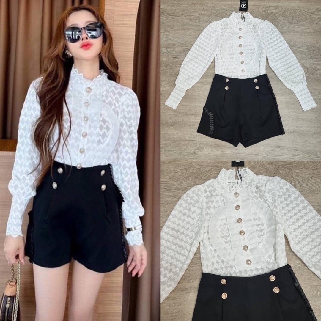 ชุด set 2ชิ้น เสื้อลูกไม้+กางเกง ลูกไม้ สินค้าคุณภาพ (พร้อมส่ง)