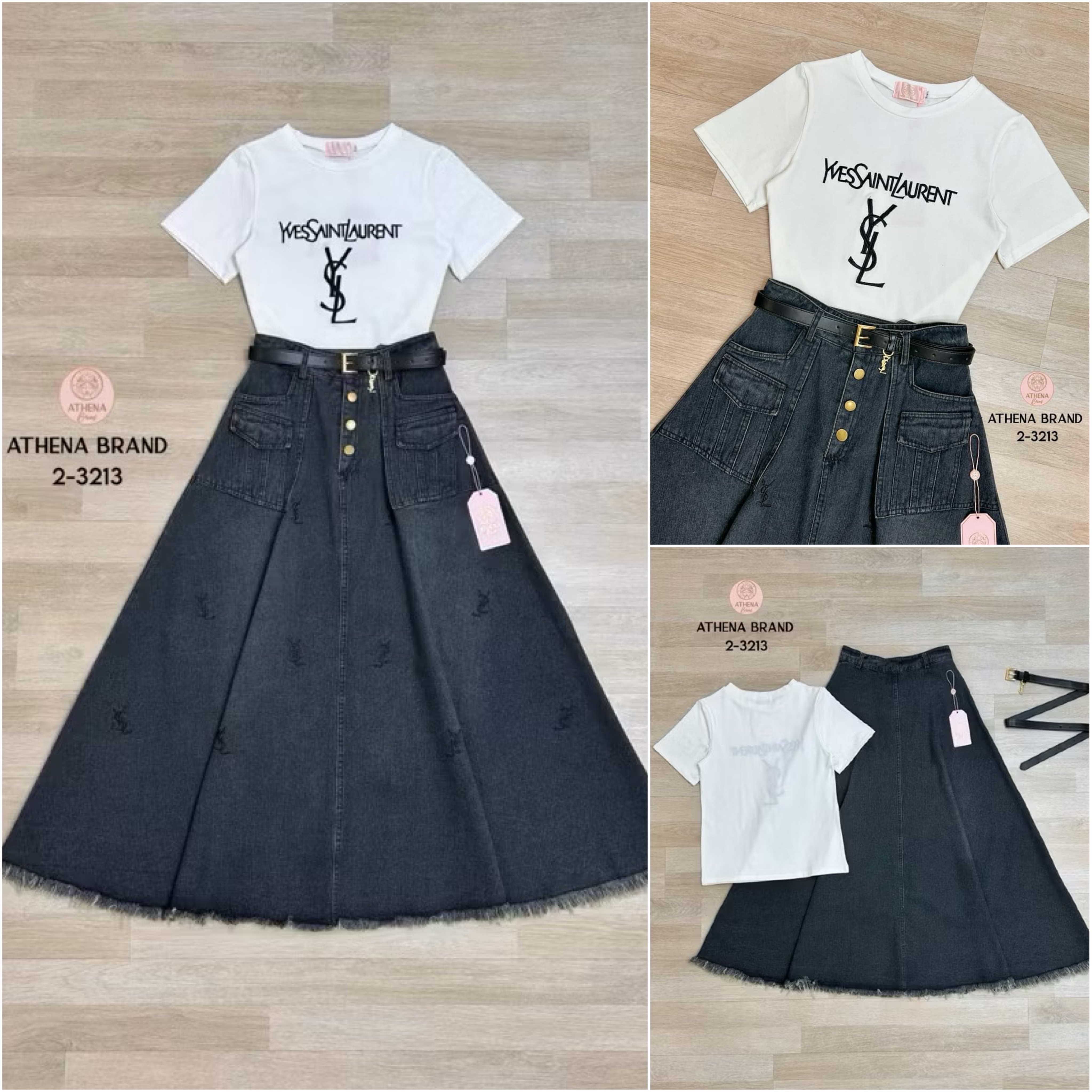 Set 3 ชิ้นสุดคุ้ม! เสื้อ+กระโปรง+เข็มขัด ใส่สบาย : สินค้าคุณภาพ (พร้อมส่ง)