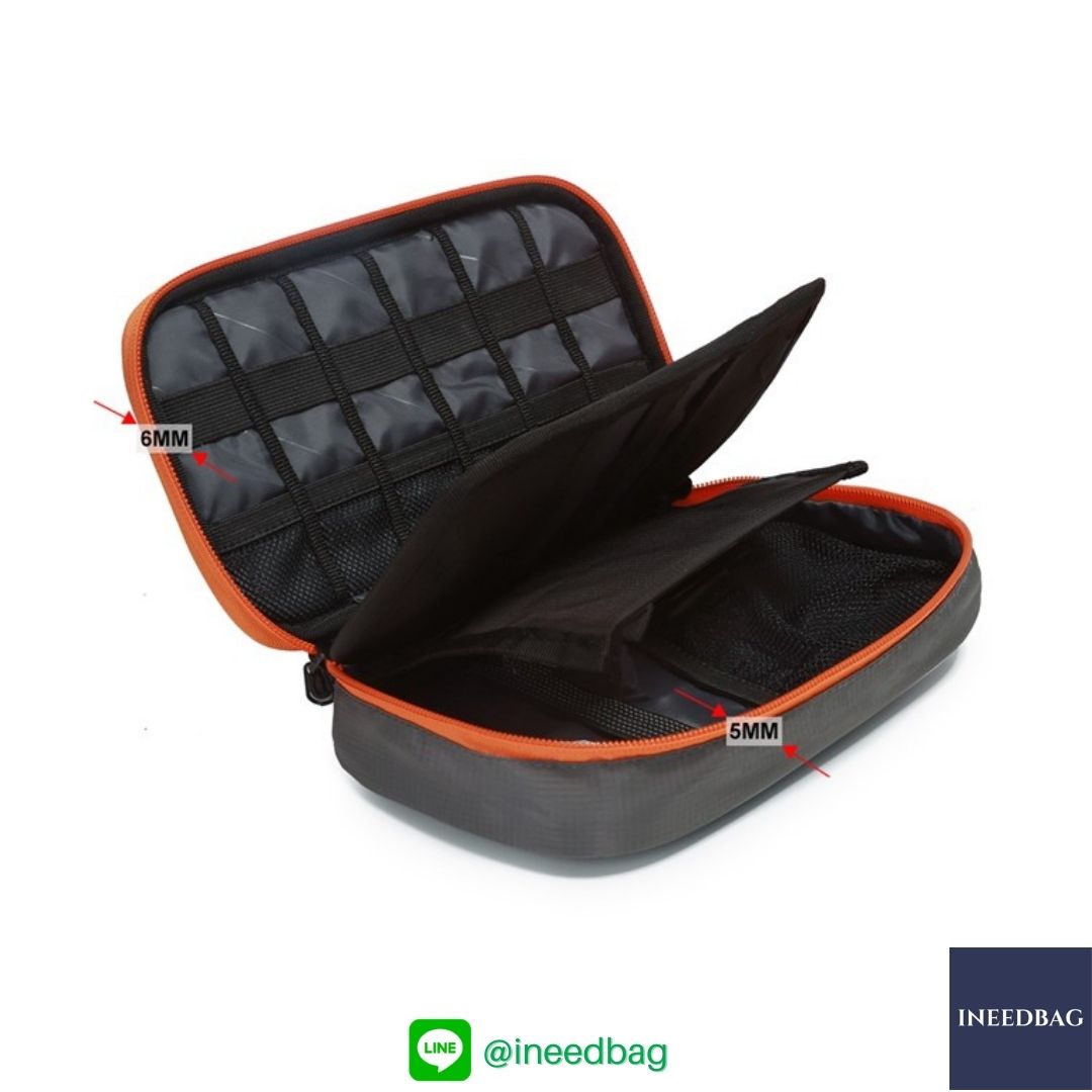 ฺBagsmart กระเป๋าจัดระเบียบอิเล็กทรอนิกส์ กระเป๋าใส่สายชาร์จ กระเป๋าใส่ฮาร์ดดิสก์ กระเป๋าใส่อุปกรณ์ไอที มีสองชั้น ช่องเยอะพิเศษ มีหูหิ้วพกพาสะดวก (เทา-ส้ม)