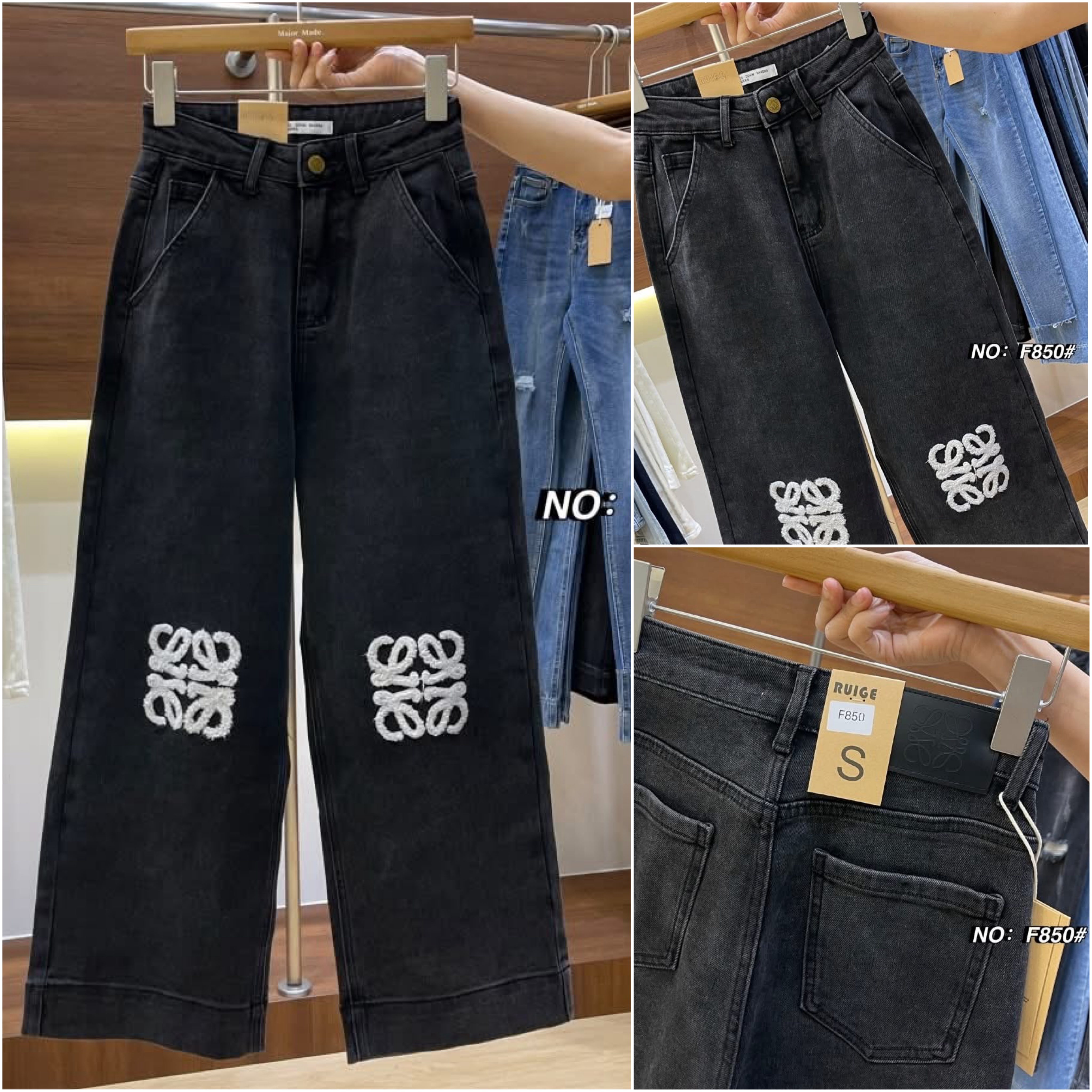 กางเกงยีนส์ขา9ส่วน ทรงมาใหม่คะ ทรงนี้ปีนี้มาแรงมากค่ะ ปลายขาเย็บ ปลายขากว้าง เก๋มากๆ logo เอวสูง เนื้อผ้ายืดหยุ่นเก็บทรง ใส่ดูเพรียวมาก（ผ้ายืด) ใส่สบาย : สินค้าคุณภาพ (พร้อมส่ง)