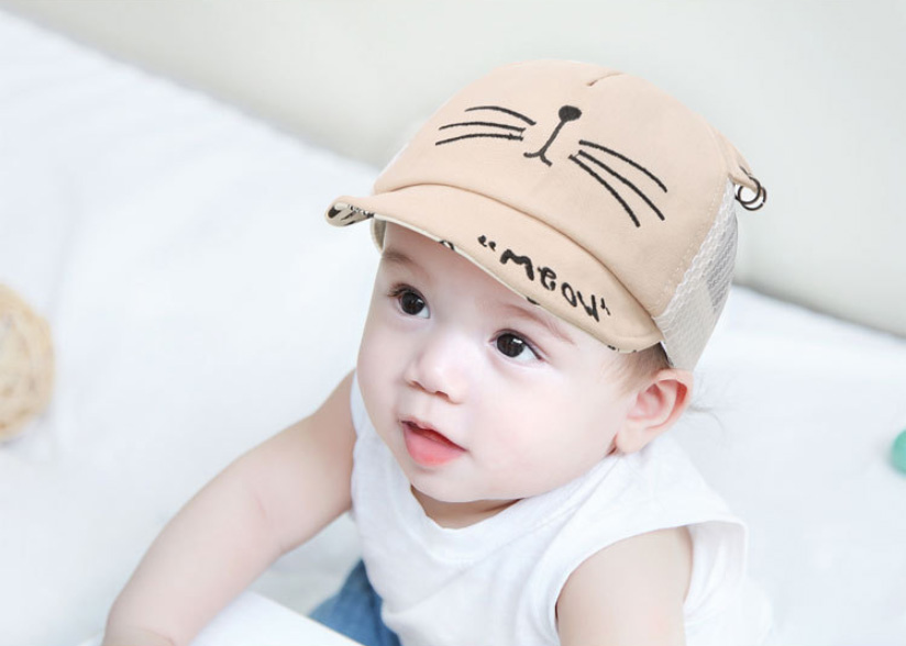 หมวกเด็กเล็ก หมวกเด็กชาย หมวกกันแดดเด็ก วัย 3-18 เดือน หมวกแก็ปเด็กลายแมวสุด Cute