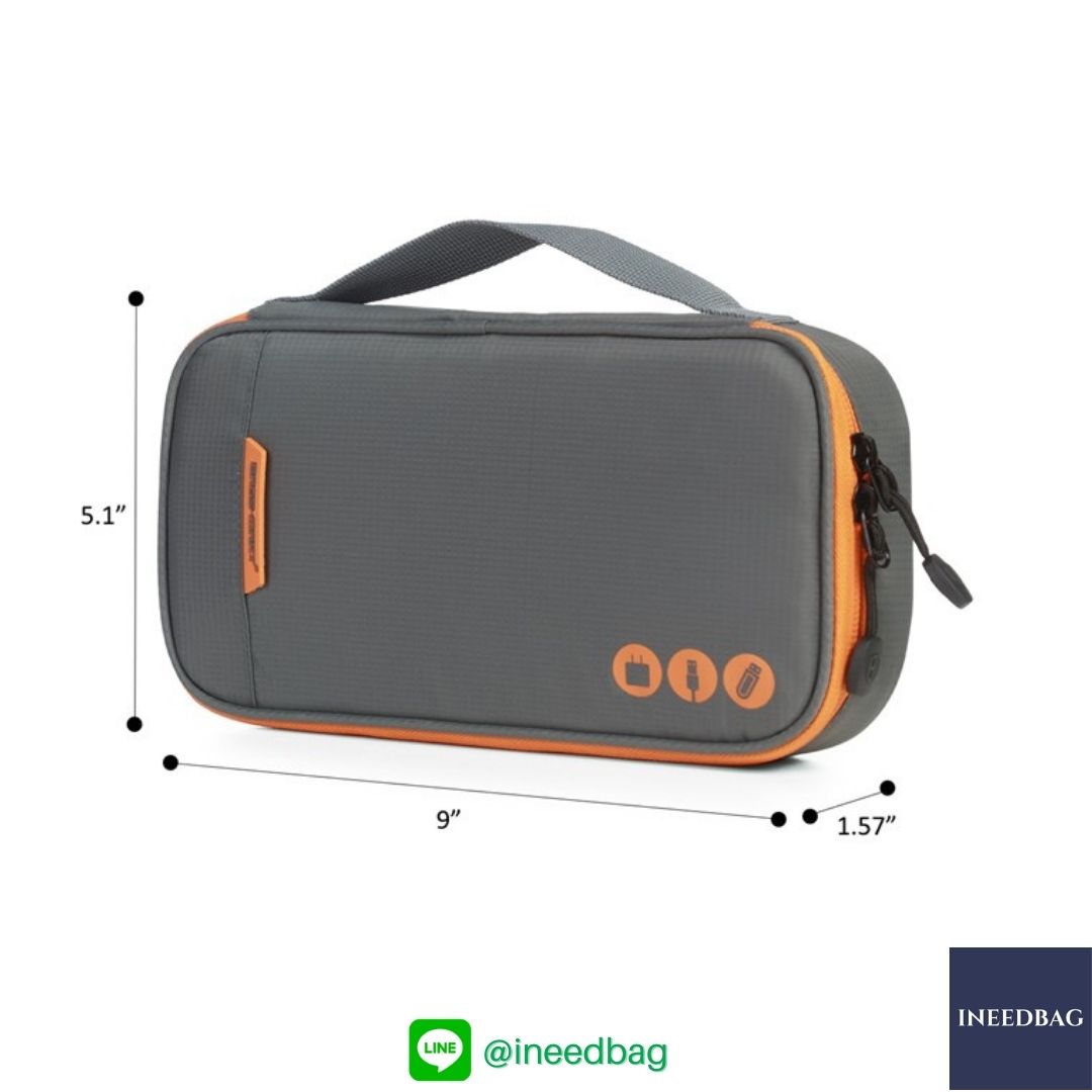 ฺBagsmart กระเป๋าจัดระเบียบอิเล็กทรอนิกส์ กระเป๋าใส่สายชาร์จ กระเป๋าใส่ฮาร์ดดิสก์ กระเป๋าใส่อุปกรณ์ไอที มีสองชั้น ช่องเยอะพิเศษ มีหูหิ้วพกพาสะดวก (เทา-ส้ม)