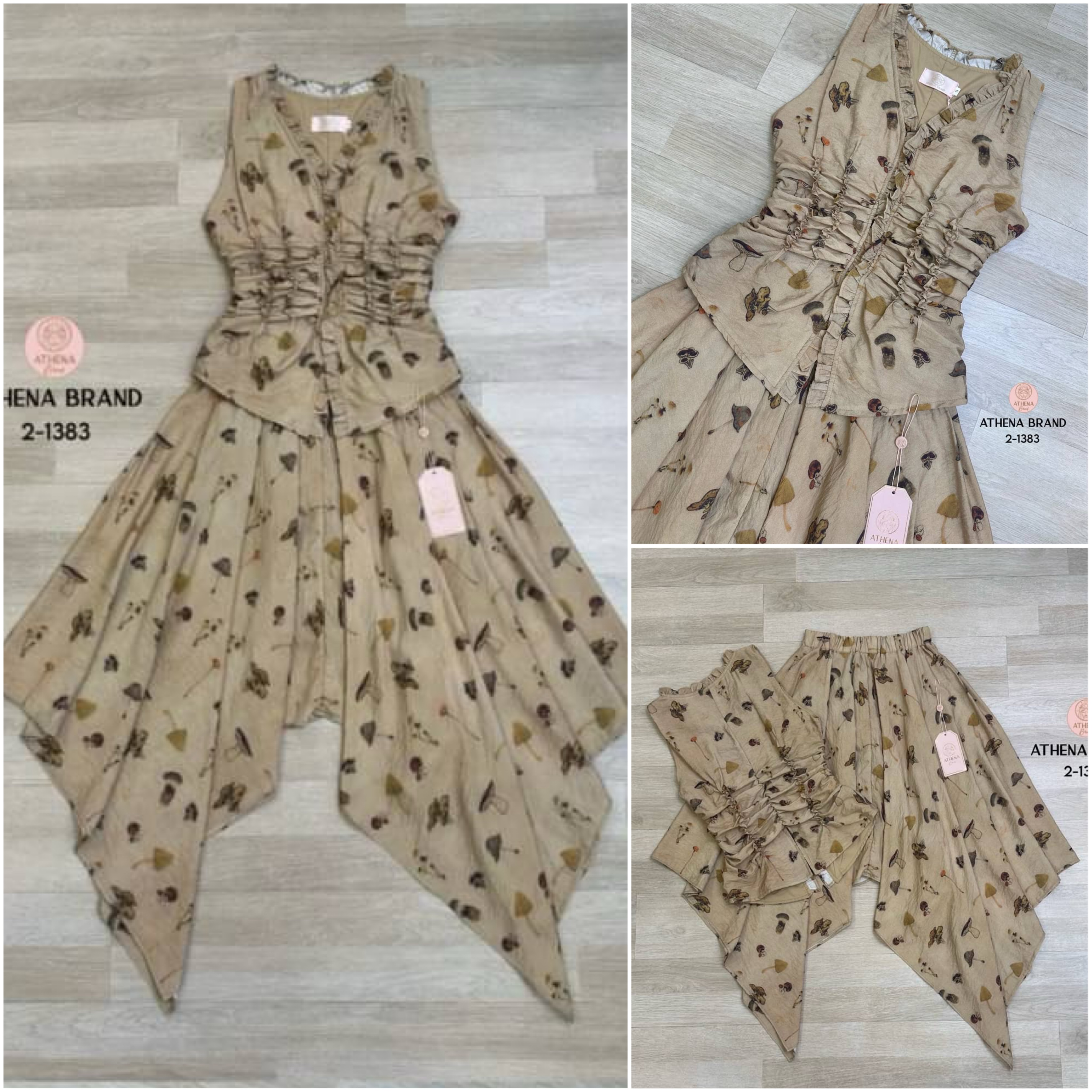 Set 2 ชิ้น เสื้อแขนกุดดีไซน์ด้านหน้าแต่งกระดุมเรียงสามารถแกะใช้งานได้จริง กุ๊นขอบแต่งระบายจับเดรป แมตช์มาคู่กับกระโปรงเอวยางยืดดีไซน์เก๋ไก๋ สินค้าคุณภาพ (พร้อมส่ง)