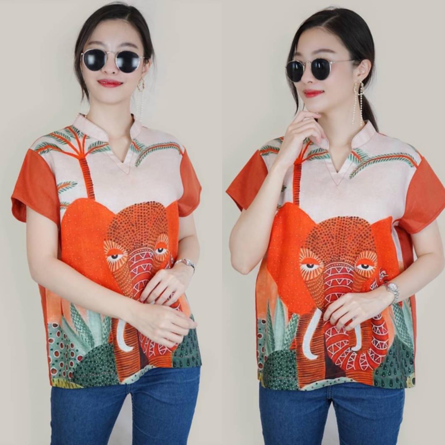 เสื้อพรีเมี่ยมลินิน รุ่น Fauna of Africa (Graphic Art Series) เสื้อแขนสั้น Key Neck ลายสัตว์ซาฟารีมาทั้ง 3ลาย ผ้าใส่สบายเหมะกับอากาศตอนนี้อย่างยิ่ง : สินค้าคุณภาพ (พร้อมส่ง)