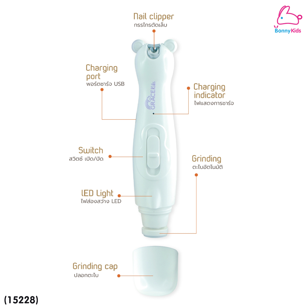(15228) GraceKids (เกรซคิดส์) Baby Nail Clipper and Grinder Set ที่ตัดเล็บและตะไบเล็บเด็กอัตโนมัติ
