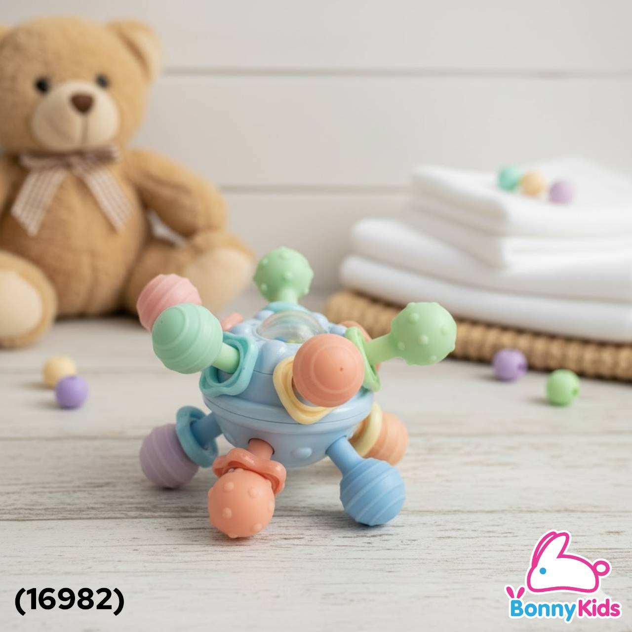 (16982) TresG-Leven ของเล่นเสริมทักษะ บอลยางกัดเขย่าเล่น สำหรับเด็ก 3m+ (คละสี)