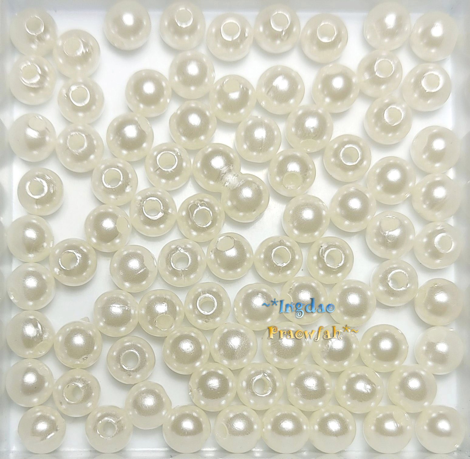 APEARL-6ow มุกอะคลีลิกทรงกลม ขนาด 6 มิล. สีขาวออฟไวท์ (100 ชิ้น)