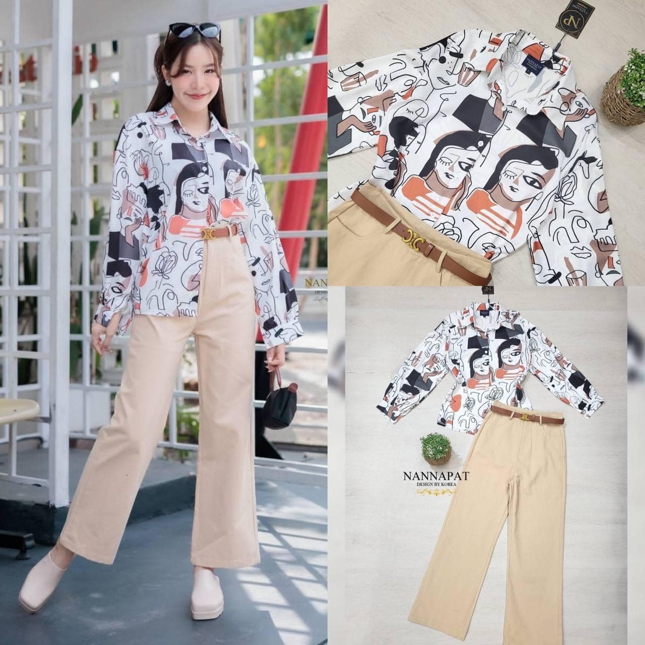 เซ็ท 3 ชิ้น ตัวเสื้อเชิ้ต ผ้านุ่มใส่สบาย ไม่ร้อน ทรงโอเวอร์ไซส์ ลายน่ารักสวยเก๋ กางเกง ก็ทรงสวยเป๊ะมากๆคะ ใส่สบาย สินค้าคุณภาพ (พร้อมส่ง)