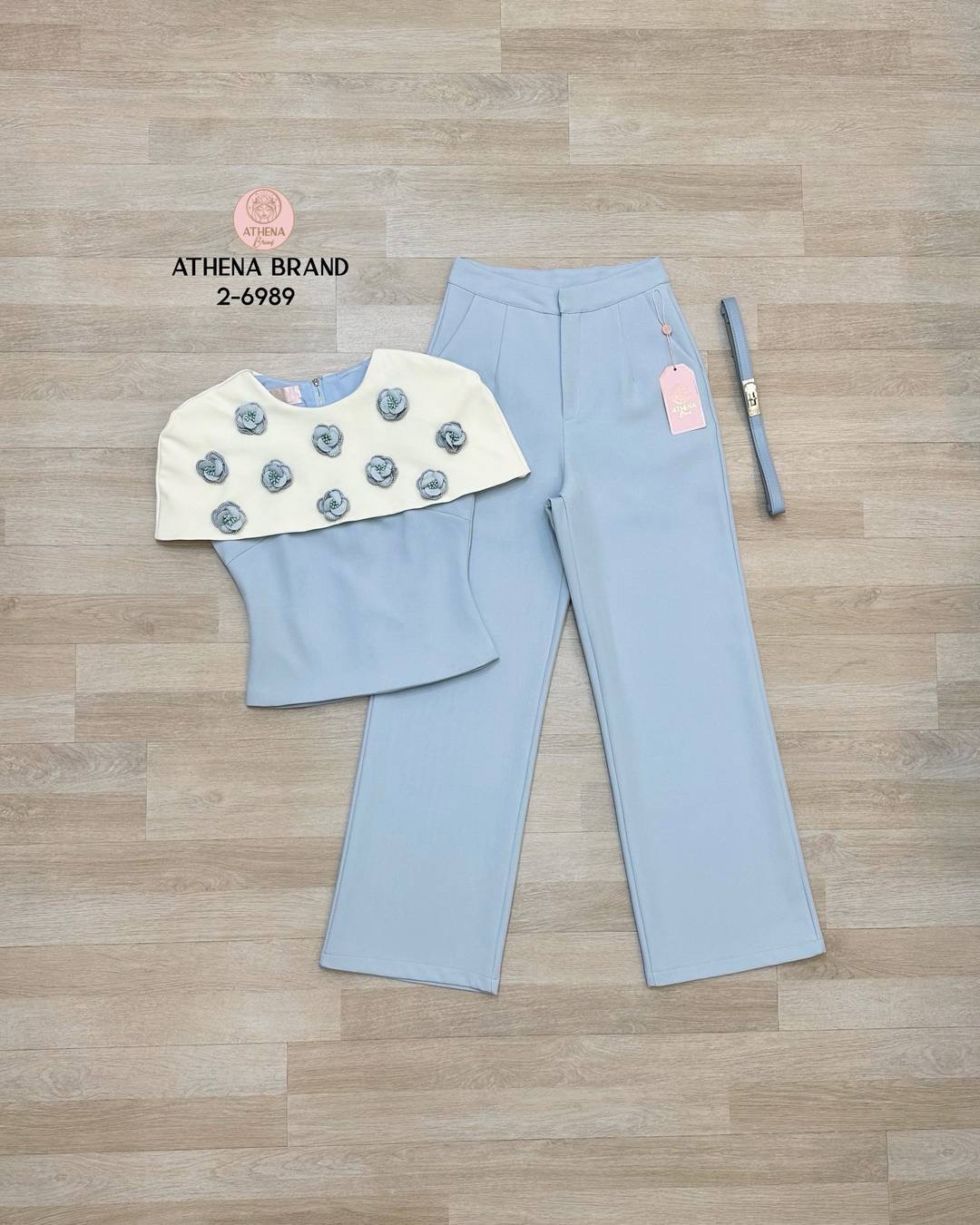 เชต เสื้อ+กางเกงขายาว+เข็มขัด ใส่สบาย : สินค้าคุณภาพ (พร้อมส่ง)
