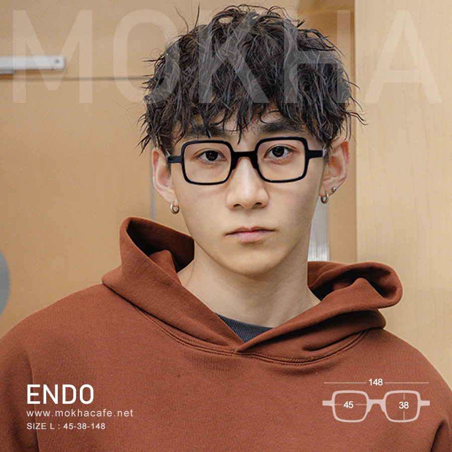 ENDO - black กรอบแว่น ทรงเหลี่ยม TR90 ยืดหยุ่น กว้าง 148 มม. (sizeL) H38