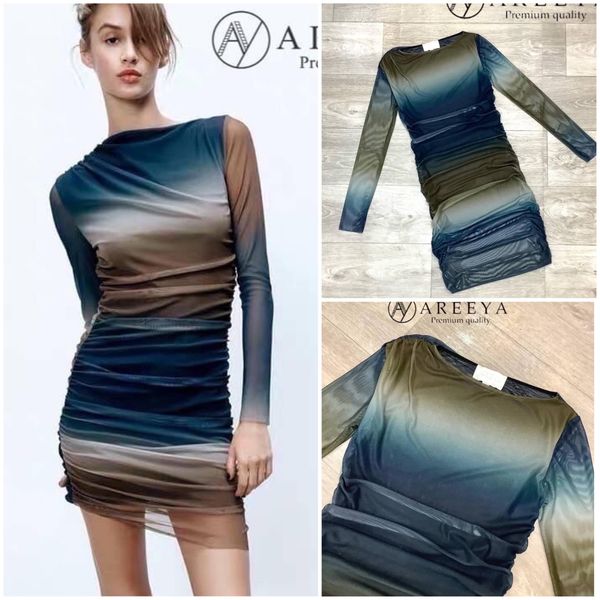 เดรสแขนยาวผ้าตาข่ายเนื้อดี ทรงเข้ารูป ยืดหยุ่นได้ ไม่คัน มีซับใน งานสวยค่ะ สินค้าคุณภาพ (พร้อมส่ง)