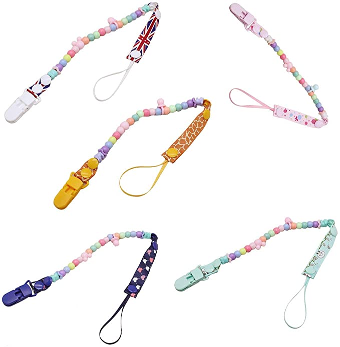 NanaBaby สายห้อยจุกหลอก สายหนีบคล้องจุกหลอก/ยางกัด ลูกปัดน่ารัก