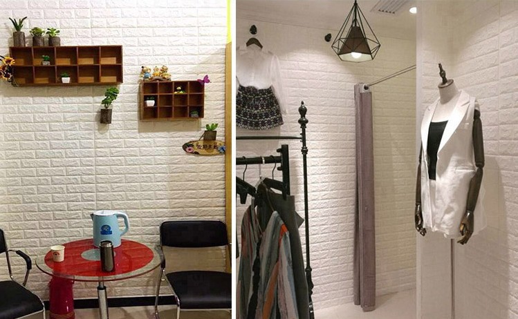 วอลเปเปอร์อิฐโฟม 3D ติดผนัง สีขาว มีกาวในตัว ขนาด 70*77 ซม.