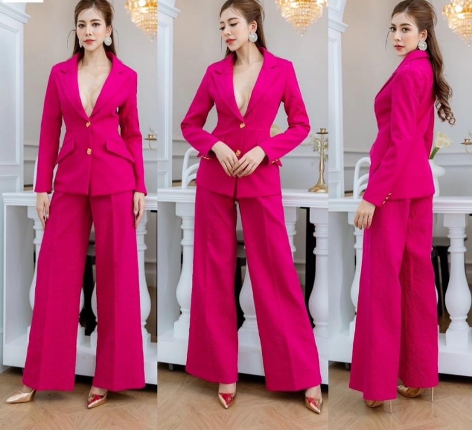 เซตBLAZERผ้าอัดยับ+กางเกงทรงสวย เนื้อผ้าเกรดเอ ตัวBLAZERเป็นทรงเข้ารูปสวย มาคู่กับกางเกงเอวสูงทรงขาบาน ให้เนื้อผ้าอัดยับตัวเดียวกับเสื้อ ดูแพงและดูไฮสุดๆ งานhiend ใส่สบาย สินค้าคุณภาพ (พร้อมส่ง)