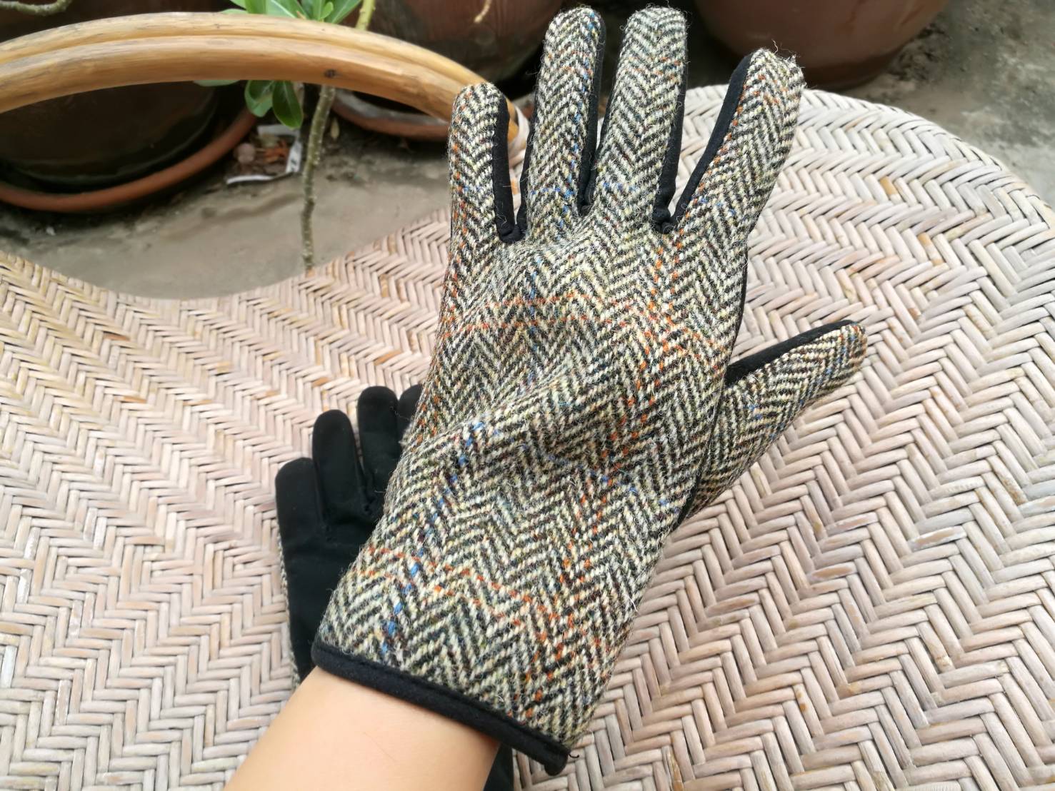 ถุงมือชาย ขนสัตว์ HARRIS TWEED (ของใหม่)