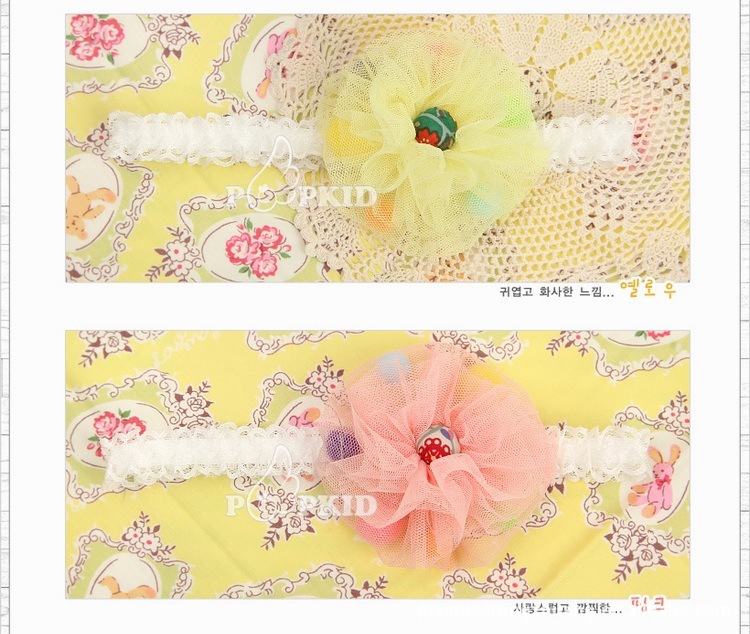 ผ้าคาดผมเด็ก ที่คาดผมทารก ผ้าคาดผมทารก ผ้าคาดผมเด็กอ่อน ดอกไม้ปอมปอม สไตล์เกาหลี สำหรับเด็กวัย 3-36 เดือน