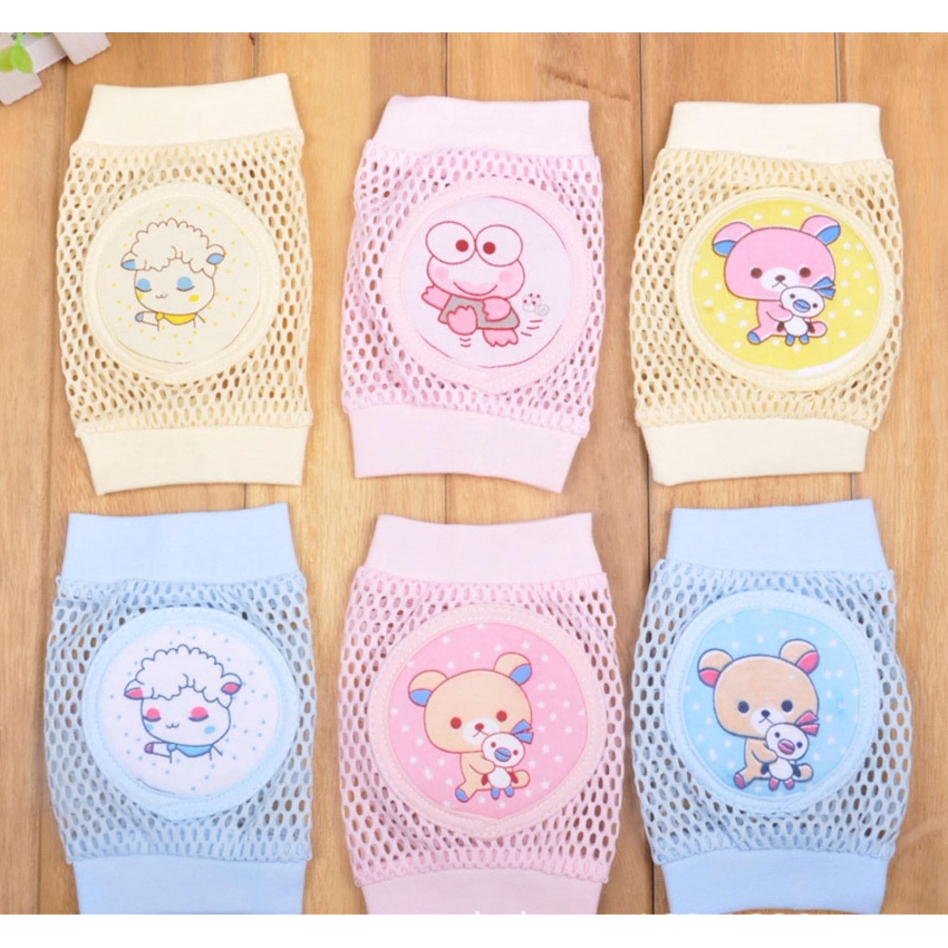 สนับเข่าเด็กเล็ก หัดเดิน-หัดคลาน ผ้าฝ้ายตาข่าย บุฟองน้ำ คละลาย