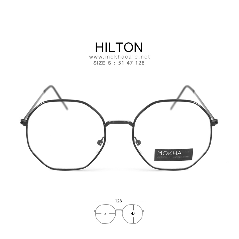 HILTON - black แว่นทรงเหลี่ยม กรอบโลหะ กว้าง 128 มม. (sizeS) H47