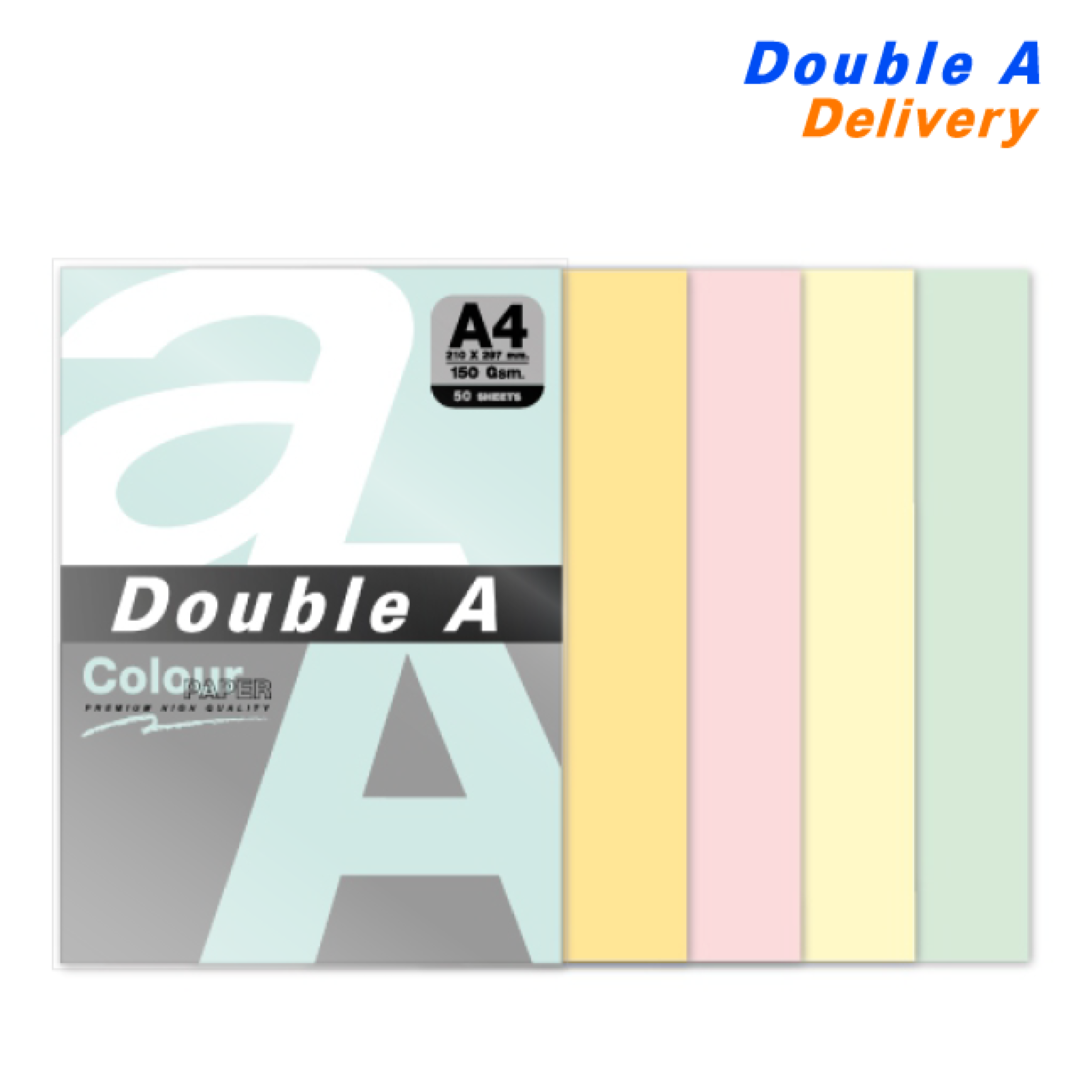 กระดาษสี / การ์ดสี A4 150 แกรม แพ็ค 50 แผ่น คละ 5 สีพาสเทล (สีฟ้า, ส้ม, พีช, เหลือง, เขียว)