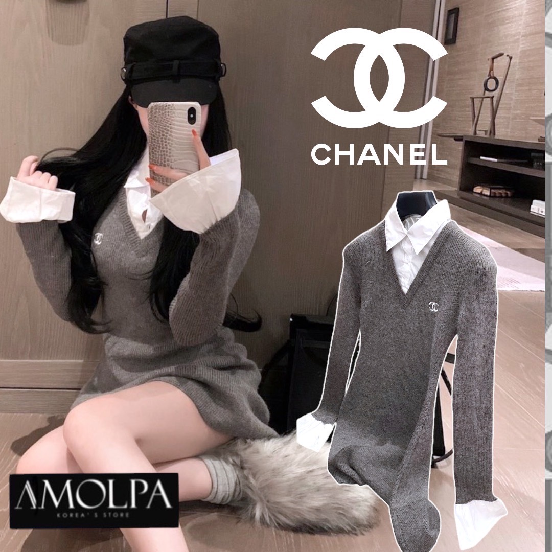 DRESS ไหมพรม CC KNITT ชนช๊อปปปนะคะ งานสวย ครบ ปั้มทุกจุด เนื้อผ้าดีม๊ากกกก ผ้าใส่สบายมาก ใส่สบาย : สินค้าคุณภาพ (พร้อมส่ง)