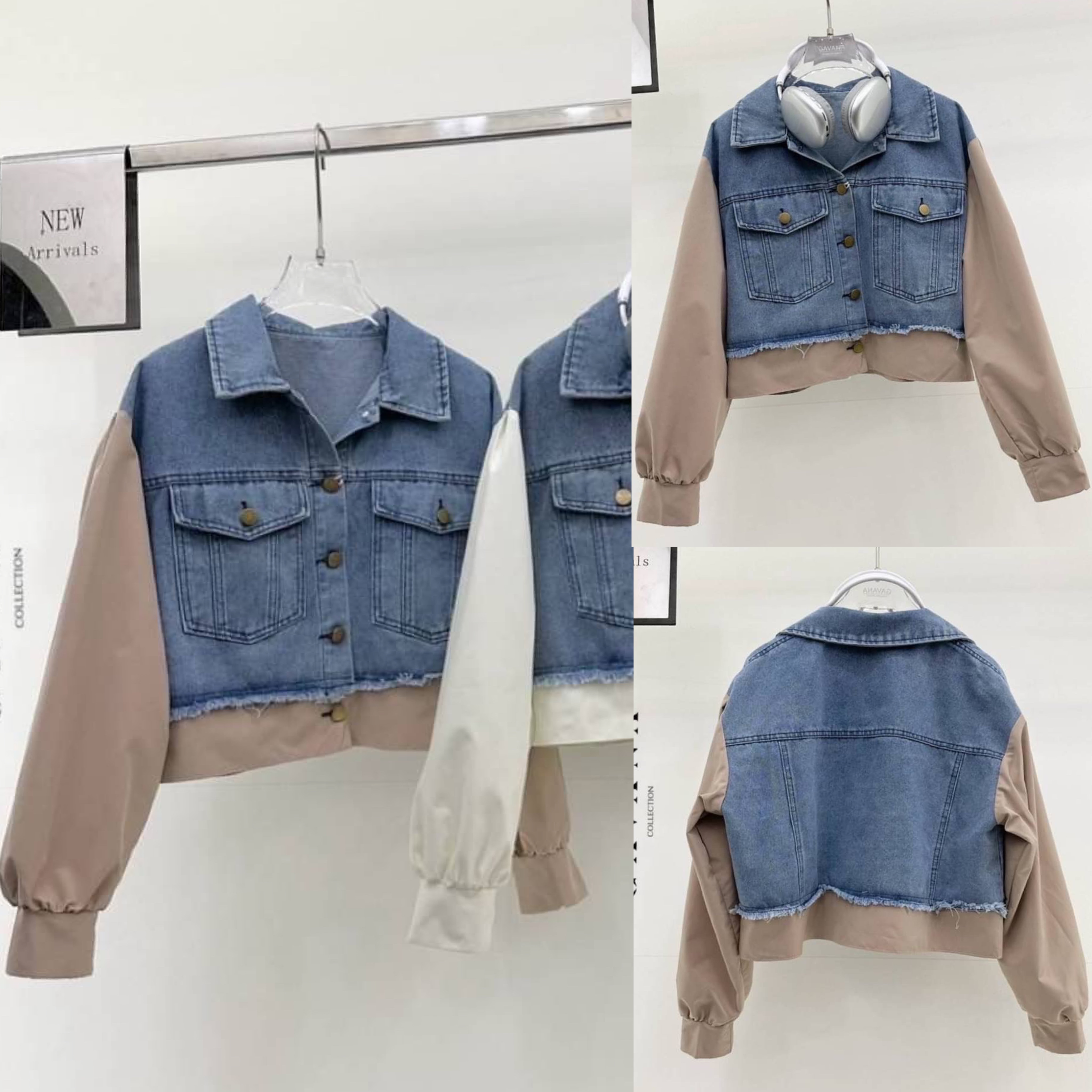 เสื้อเชิ้ตยีนส์ต่อผ้าชายเสื้อและแขน สีทูโทนใส่สวยน่ารักมากเลยค่า เนื้อผ้าดีใส่สบายสุดๆ : สินค้าคุณภาพ (พร้อมส่ง)