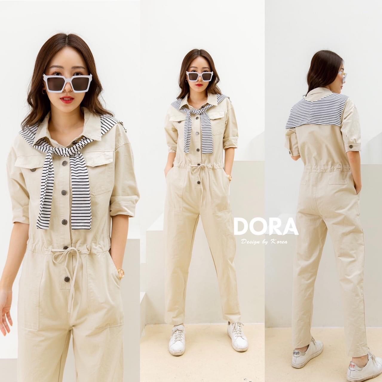 Jumpsuit +ผ้าผูกคอ ตัวยาว ผ้าไม่หนามาก มีผ้าผูกคอถอด ออกได้ เก๋ๆ เอวปรับได้ ทรงสวย . สินค้าคุณภาพ (พร้อมส่ง)