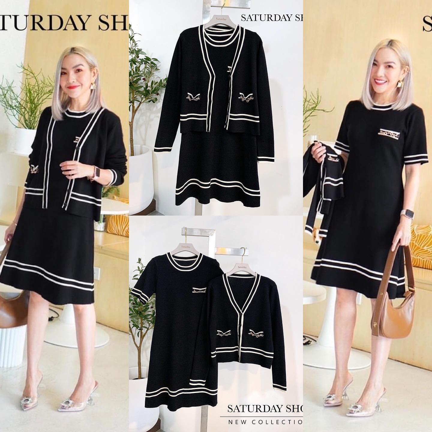 SET 2 ชิ้น เดรสแขนสั้นทรงสวย ผ้านิตติ้งใส่สบายๆค่ะ แต่งกระเป๋าหลอกที่ อกแต่งโซ่ทองดูดีมากๆค่า มาพร้อมเสื้อคลุม กระดุม ติด-ปลด สินค้าคุณภาพ (พร้อมส่ง)