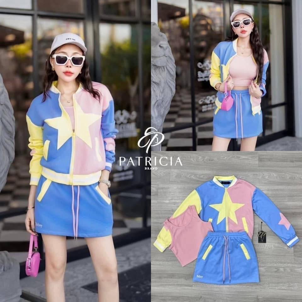 Set เสื้อ+กระโปรงวอม+เสื้อครอป ใส่สบาย : สินค้าคุณภาพ (พร้อมส่ง)