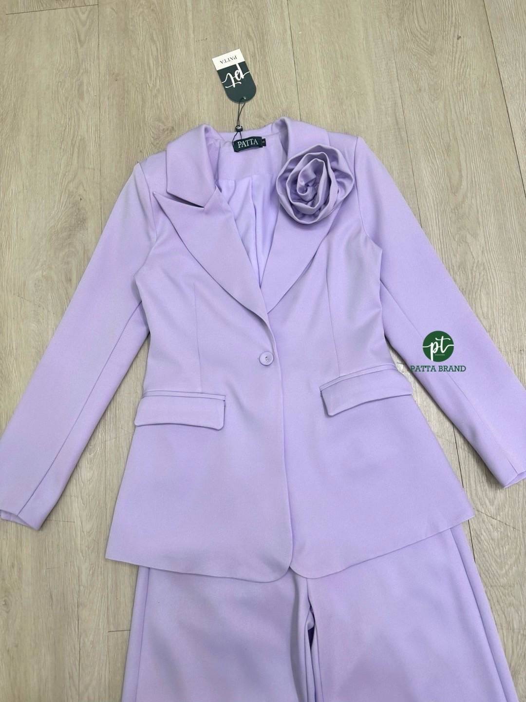 Setสูท 2 ชิ้น สีม่วงขายาวสุดฮิต ฮอตมาก เก๋สุด ผ้าดีชุดนี้คือปังเว่อร์ ทรงบอย ดีไซน์ทรงoversize ใส่สบาย : สินค้าคุณภาพ (พร้อมส่ง)