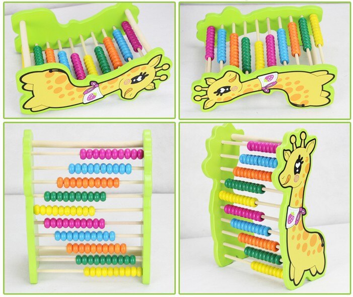 ของเล่นไม้ ลูกคิด ฝึกนับเลข คำนวณเลข ลายยีราฟ Deer Count Rack