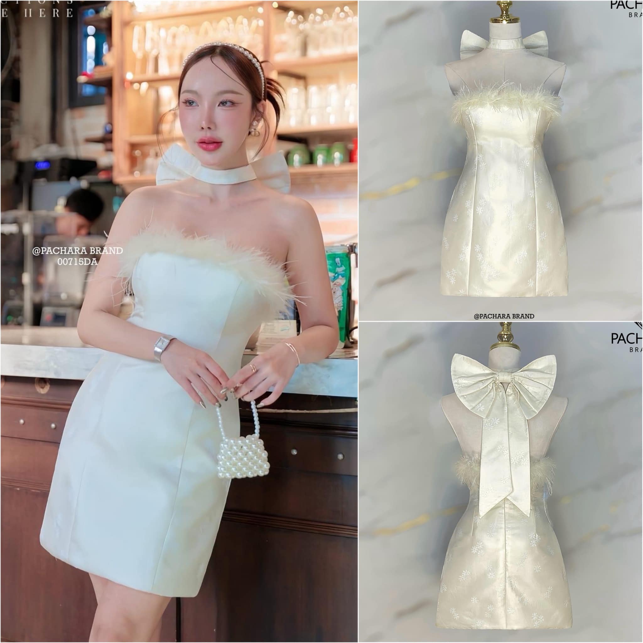 เดรสสั้นเกาะอก ทรงเข้ารูป ช่วงอกแต่งขนนกแท้ มีฟองน้ำดันทรงสวย เนื้อผ้าหนาทอลายสวยมาก งานซิปด้านหลัง มีซับในอัดกาวอย่างดี สินค้าคุณภาพ (พร้อมส่ง)