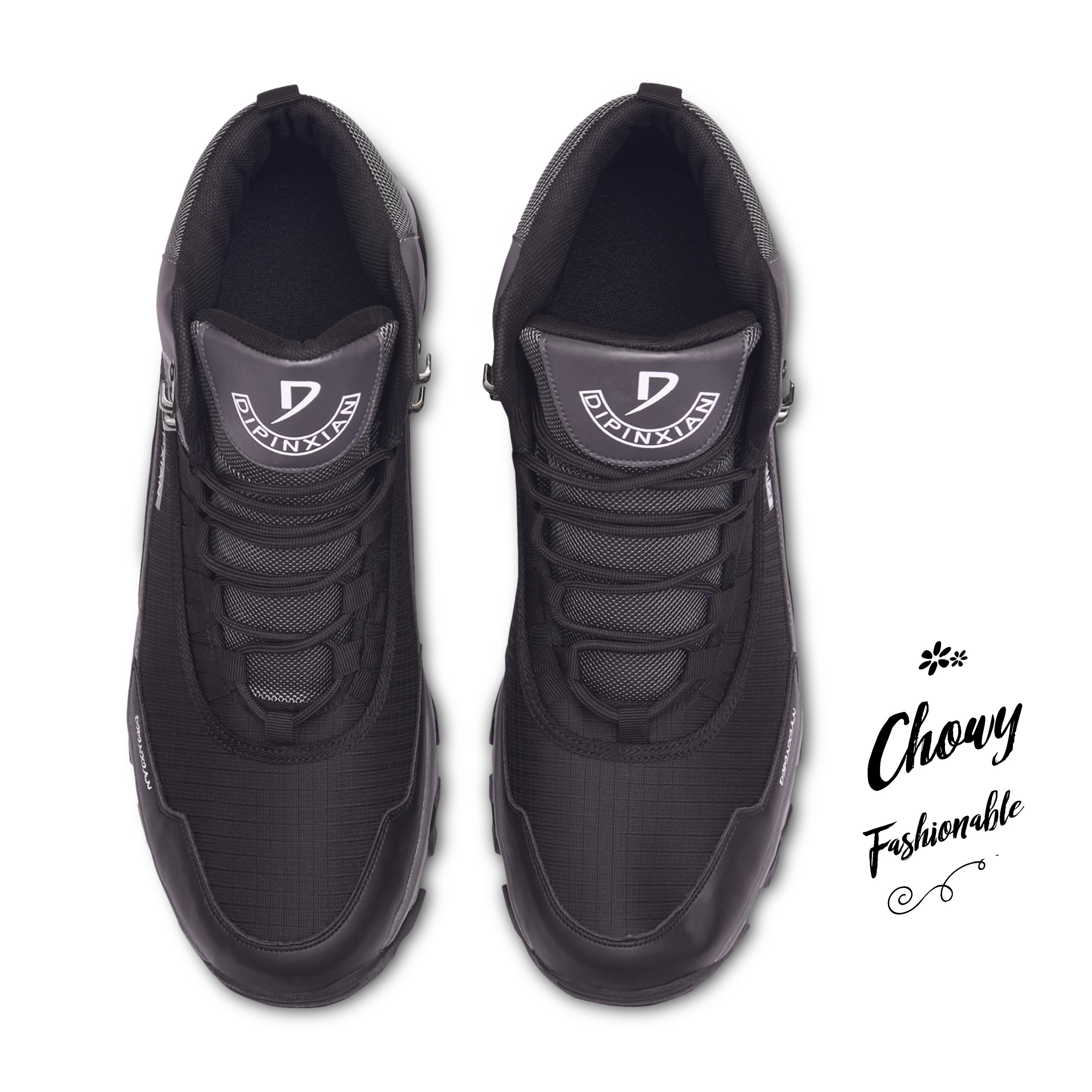 รองเท้าผ้าใบผู้ชายไซส์ใหญ่ 50-54 Men Fashion Sneaker ทรงข้อสูง หุ้มข้อ สีดำ KR1232