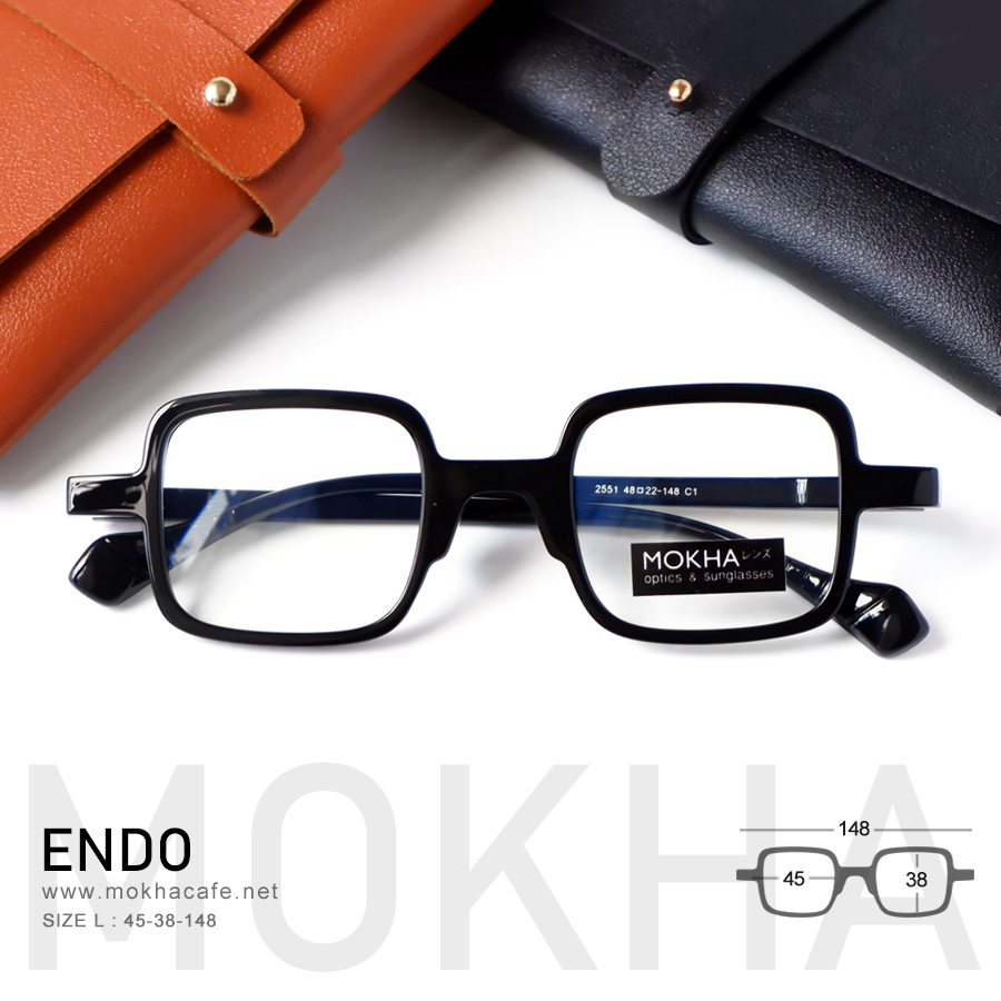 ENDO - black กรอบแว่น ทรงเหลี่ยม TR90 ยืดหยุ่น กว้าง 148 มม. (sizeL) H38