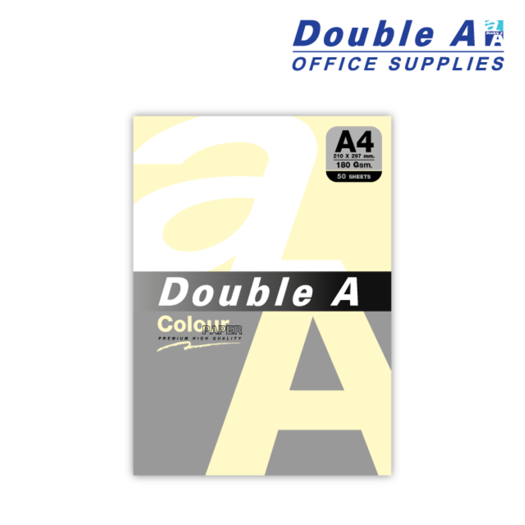กระดาษสี / การ์ดสี A4 180 แกรม แพ็ค 50 แผ่น สีเหลืองพาสเทล