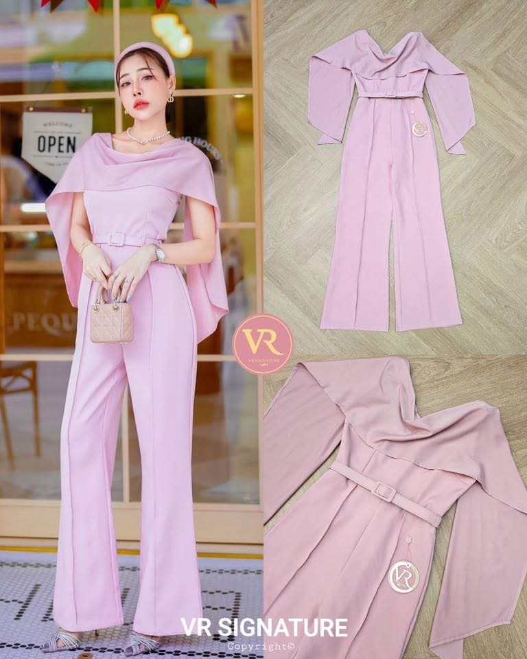 Jumpsuit แขนกุด ขายาว แต่งผ้าระบายปาดไหล่ยาวเก๋มากค่ะ เอวเข้ารูป มีเข็มขัดเข้าชุดให้ด้วยค่ะ ขายาวทรงสวย เนื้อผ้าหนาเป็นทรงสวย มีซับใน ใส่สบาย : สินค้าคุณภาพ (พร้อมส่ง)