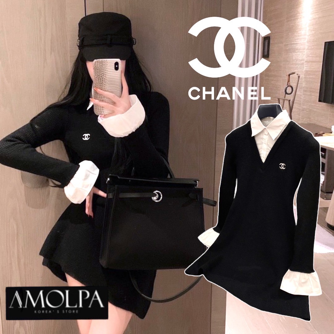 DRESS ไหมพรม CC KNITT ชนช๊อปปปนะคะ งานสวย ครบ ปั้มทุกจุด เนื้อผ้าดีม๊ากกกก ผ้าใส่สบายมาก ใส่สบาย : สินค้าคุณภาพ (พร้อมส่ง)