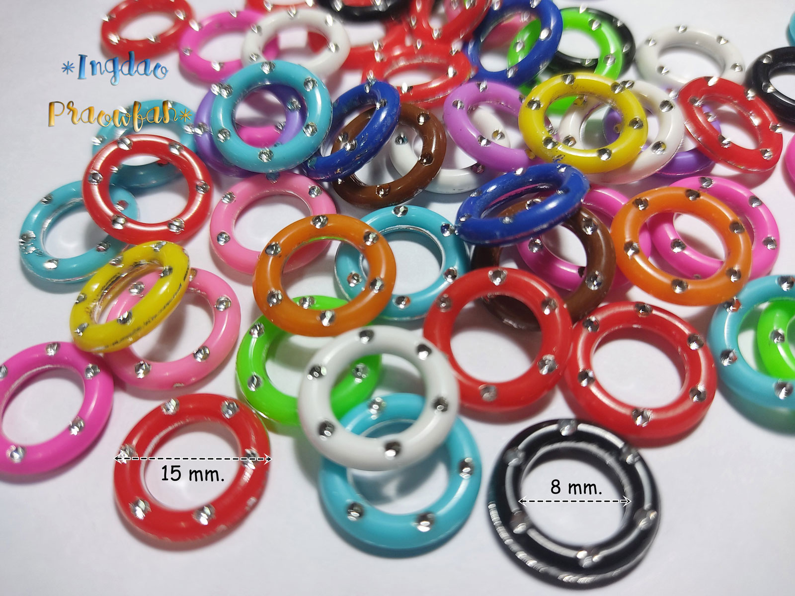5022mt ห่วงวงกลมพลาสติก ขนาด 1.5 ซม. คละสี (10 กรัม/ 40 ชิ้น)