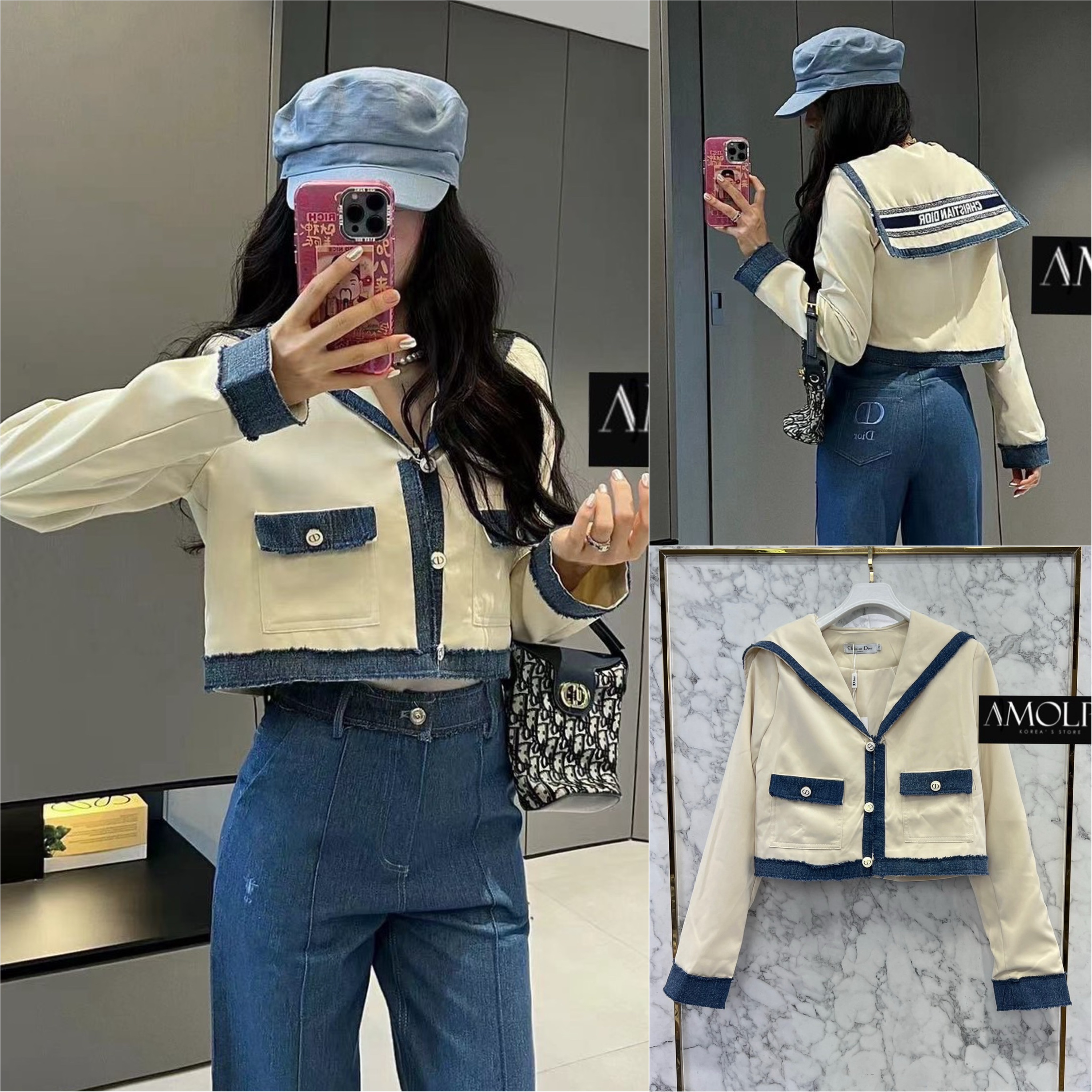 เสื้อแขนยาว CD คอปกทหารเรือ งานสวยม๊ากกก ลายใหม่ สดใส งานน่ารักมาก ผ้าเด้งใส่สบาย ใส่สบาย : สินค้าคุณภาพ (พร้อมส่ง)