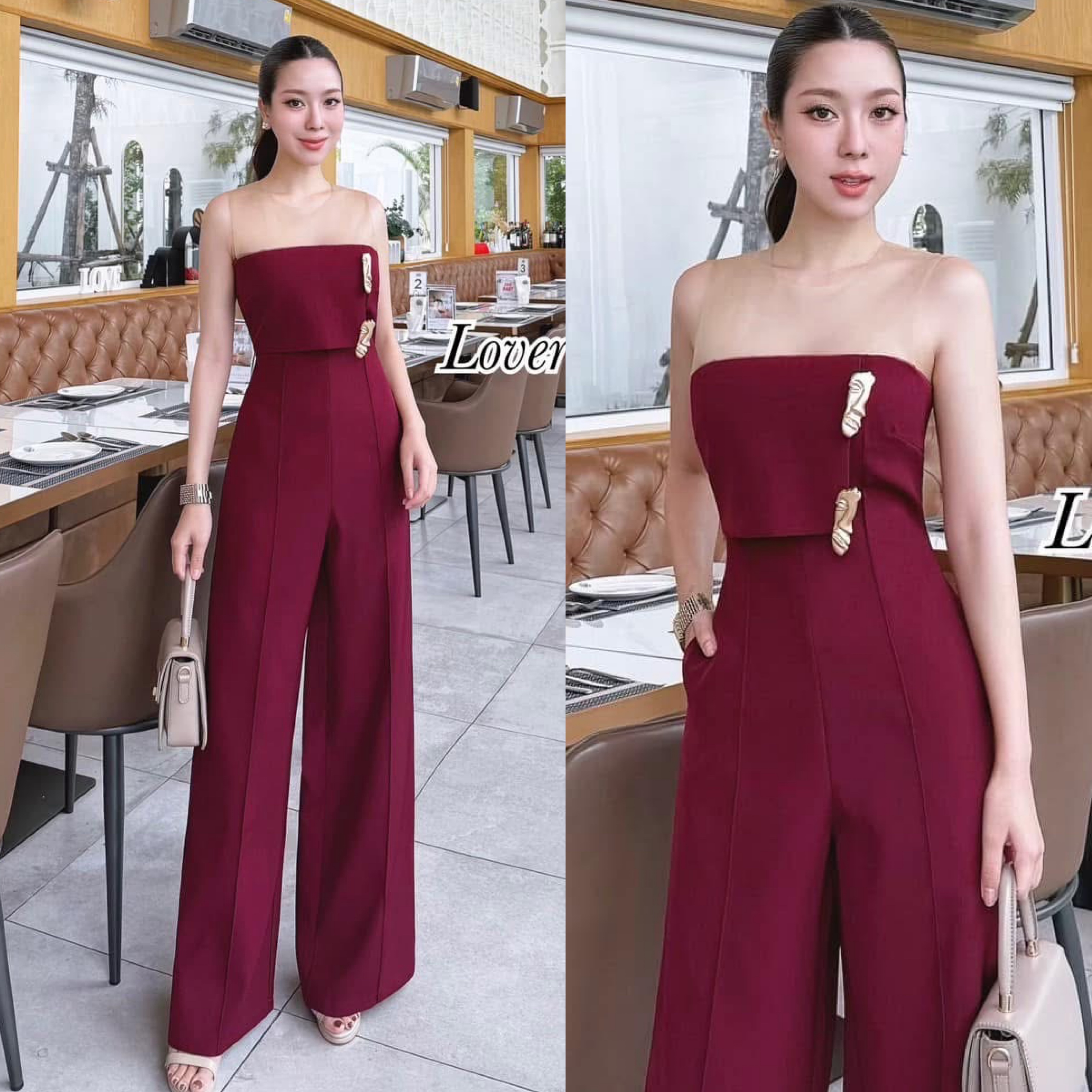 จั้มสูทกางเกงขายาว ลุคสวยหรู แอบเซ็กซี่นิดๆ เปรี้ยวหน่อยๆ ลงตัวสุดๆค้า ใส่สบาย : สินค้าคุณภาพ (พร้อมส่ง)